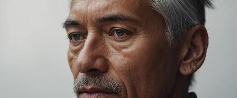 A close up of a man with a mustache photo