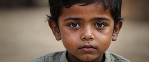 A young boy with big eyes looking at the camera photo