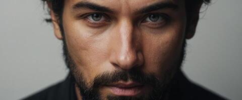 A close up of a man with a beard and a beard photo