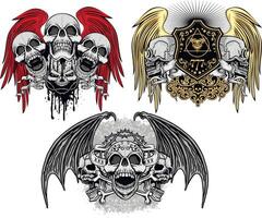 set, aggressive emblem with skull vector
