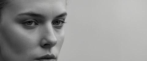 A black and white photo of a woman with a serious look on her face