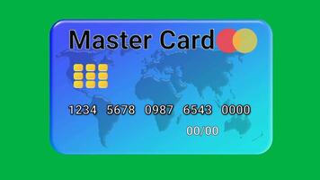 Master card animation with blue and sky blue background with world map isolated on green background video