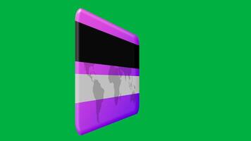 Pink blue with world map master card spinning rotating animation isolated on green background video