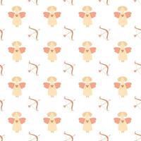 Cupid seamless pattern on white background, pastel cupid pattern, angel with bow print vector