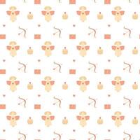 Cupid seamless pattern on white background, pastel cupid pattern, angel with bow print, envelope, love pattern vector