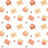 Pastel Seamless Pattern with envelopes and hearts, love seamless pattern vector