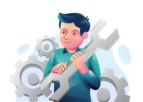 System under maintenance illustration concept, Error message about website under construction, update process, install software, operating system concept illustration vector