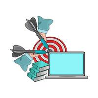 illustration of target goal with book and laptop vector