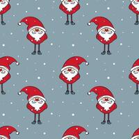 Santa Claus pattern, hand drawn gnome with snowflake, on soft background. vector