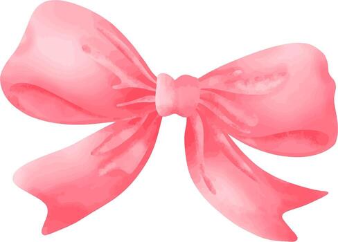 Watercolor Pink Satin Ribbon Bow vector