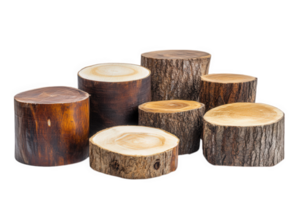 Wooden Tree Trunk Slices Arranged As A Display png