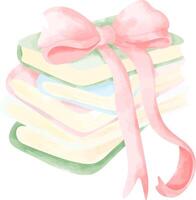 Stack of Books with Pink Ribbon vector