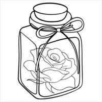 Rose in Decorative Jar Outline for Coloring Page vector