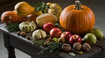 A table with various fruits and vegetables photo
