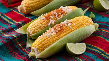 Corn on the cob with lime and cilantro photo
