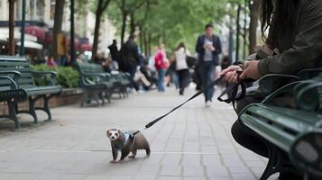 A small dog on a leash photo
