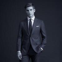 A man in a suit and tie posing for the camera photo