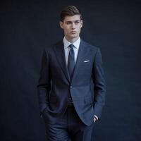 A man in a suit and tie posing for the camera photo