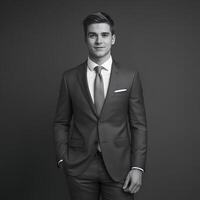 A man in a suit posing for the camera photo