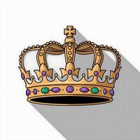 A crown with a long shadow on a white background photo