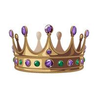 A crown with purple and green stones on it photo