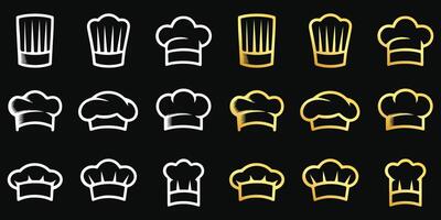 Set of Wight and goldens gradient Chef Cap Logo and icon set template vector