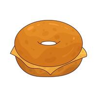 Illustration of Bagel with cream cheese vector