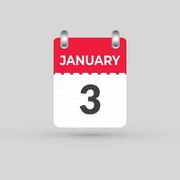 January 3 calendar Date Month icon vector
