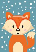Lovely illustration with cute fox vector