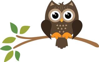 Friendly owl on tree branch vector