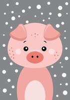 Lovely illustration with cute pig vector