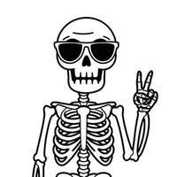 Cool Skeleton with Sunglasses and Peace Gesture Illustration vector