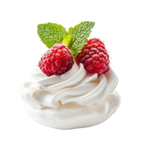 Delicious Raspberry Meringue Dessert with Mint Garnish png
