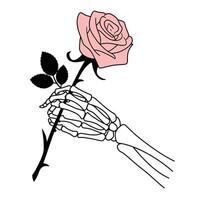 Skeleton Hand Holding a Rose Illustration vector