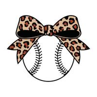 Baseball with Leopard Print Bow vector