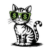 Cool Cat with Dollar Sign Sunglasses vector