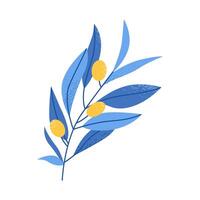 Textured olive branch. Happy Hanukkah illustration. Flat illustration isolated on white background. vector