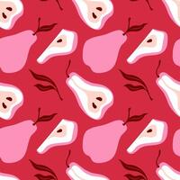 Seamless pear pattern. Fruit background design. Repeating print for fabric, wrapping paper, textile, wallpaper vector