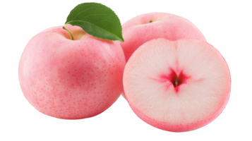 Two Pink Apples and a Slice Showing Core png