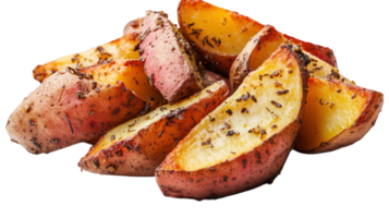 Roasted Potato Wedges Seasoned With Herbs, on transparent background png