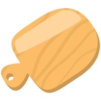 Wooden cutting board with handle and visible wood grain, featuring a hole in the handle for hanging. Essential kitchen tool for chopping and food preparation vector