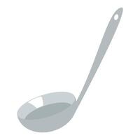 Gray ladle with a long handle and a deep bowl, featuring a hole at the end of the handle for hanging. Ideal for serving soups, stews, and liquid-based dishes vector