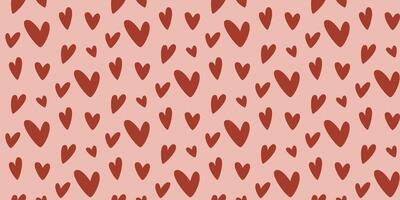 Beautiful passionate seamless pattern with hand drawn hearts on pink background vector