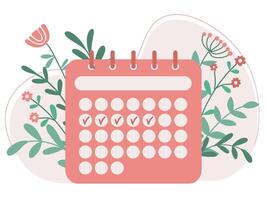 Female calendar for tracking menstruation or ovulation vector