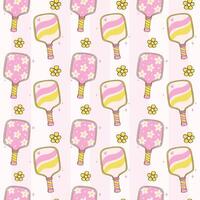 Preppy Coquette Pink Pickleball Paddles Seamless Pattern Isolated on Background. vector