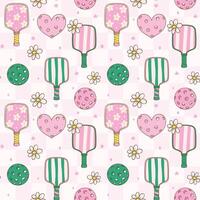 Preppy Pink Pickleball Paddles Seamless Pattern Isolated on Background. vector