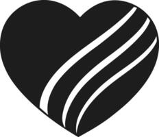 Stylized Heart Illustration with Curved Stripes in Black Silhouette vector