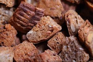 A CloseUp View of Crunchy Bread Crumbs Displayed in Various Unique Shapes and Textures photo