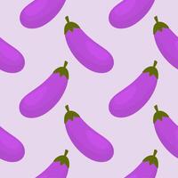 purple eggplants seamless pattern illustration. Ripe eggplant on a color background. vector