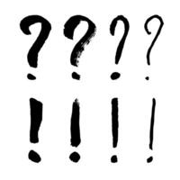 Hand drawn ink question and exclamation mark illustration in sketch style. Elements for design vector
